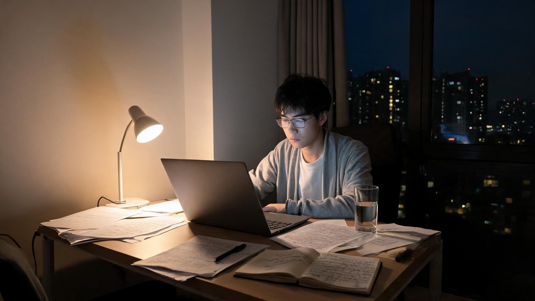 深夜写论文的研究生