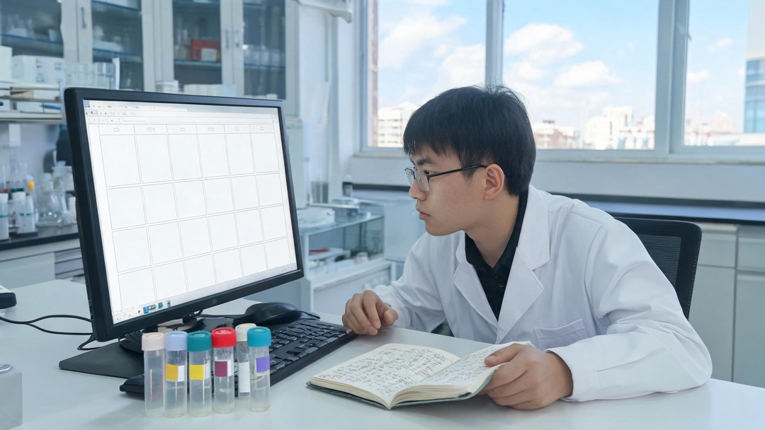 科研人员在电脑前安排实验时间